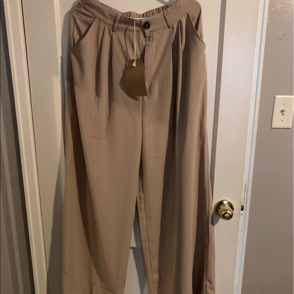 Listicle tan flare leg pants size large